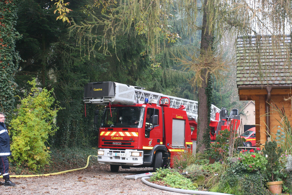 Manoeuvre des pompiers de Soufflenheim au Moulin Fritz